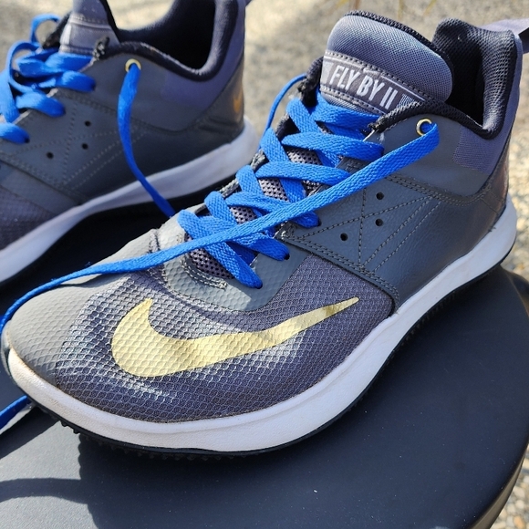 Nike Fly By Mid Men's Shoes - Blue and Gold - Picture 1 of 10